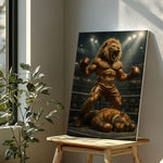 Blisscorners Boxing Lion Champion Canvas Fierce Animal Fighter Wall Art LM2611