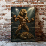 Blisscorners Boxing Lion Champion Canvas Fierce Animal Fighter Wall Art LM2611