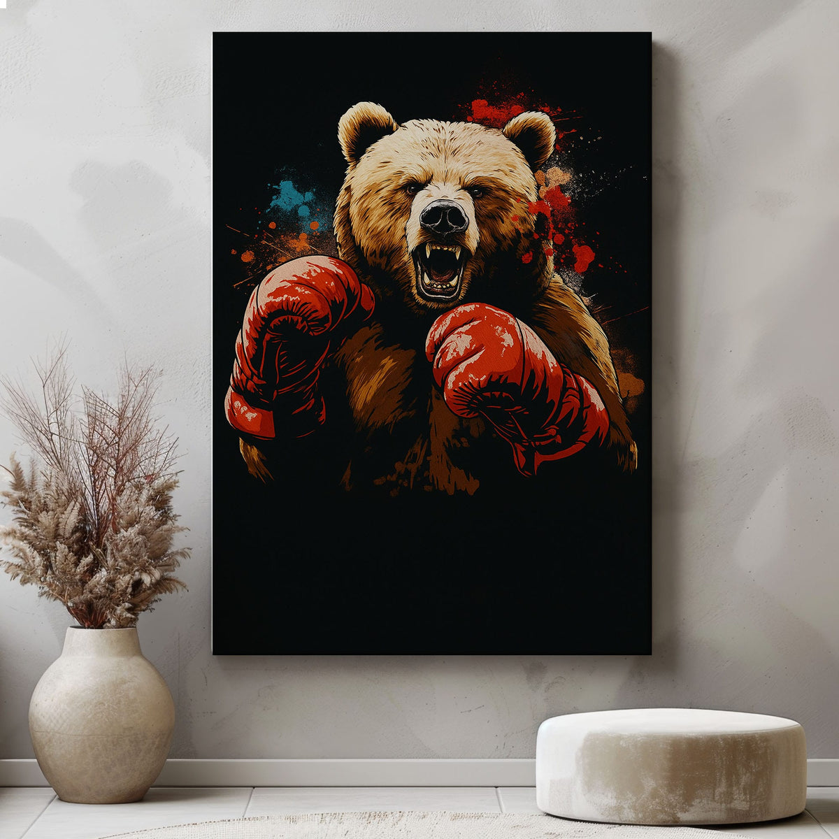 Blisscorners Boxing Bear Canvas Fierce Animal Fighter Wall Art LM2611