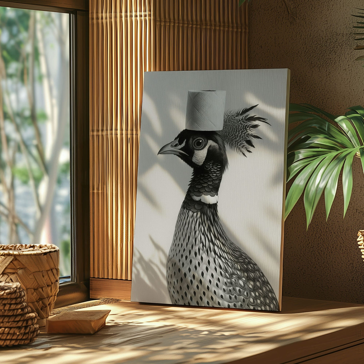 Blisscorners Funny Toilet Paper Bird Canvas Bathroom Wall Art6 LM2611