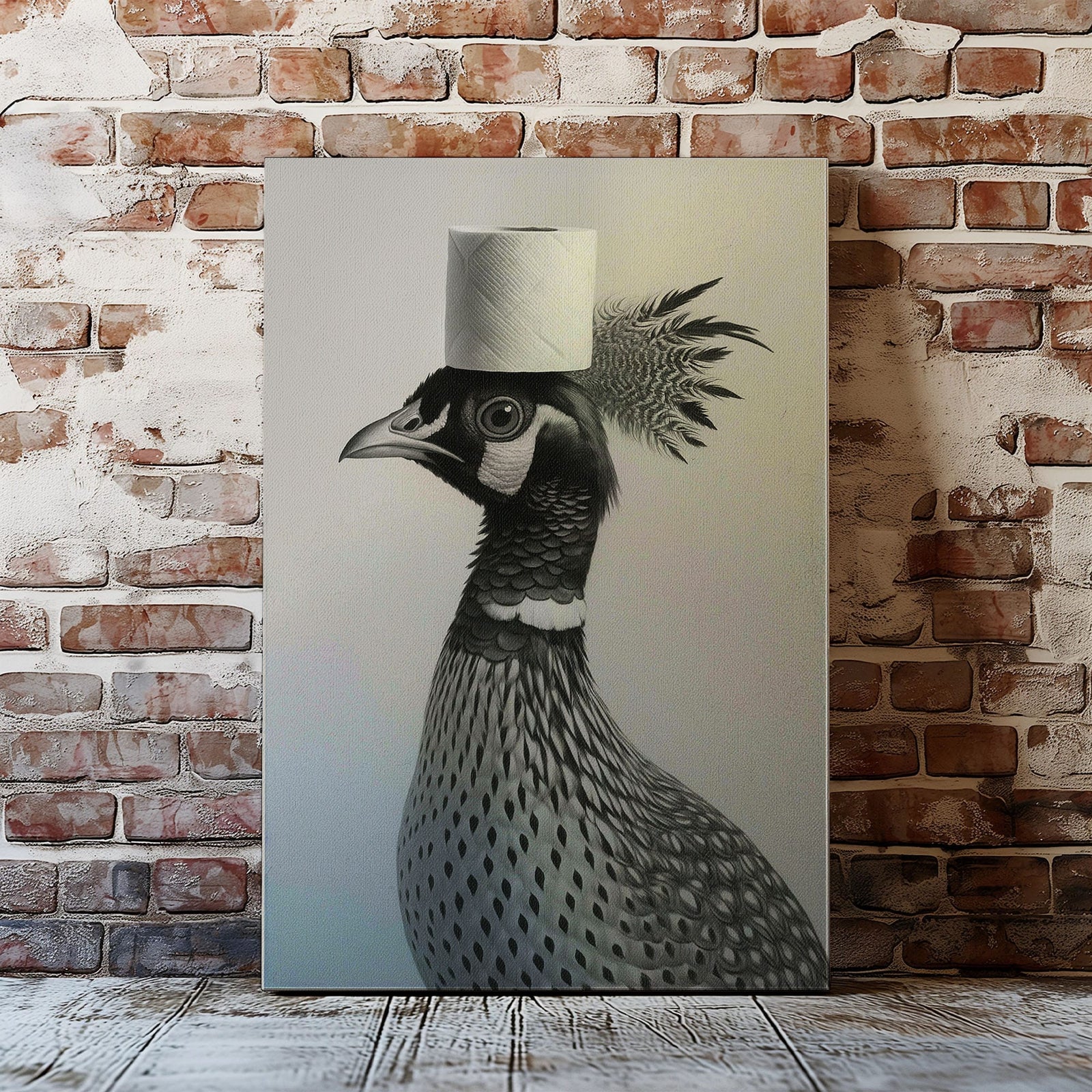 Blisscorners Funny Toilet Paper Bird Canvas Bathroom Wall Art LM2611