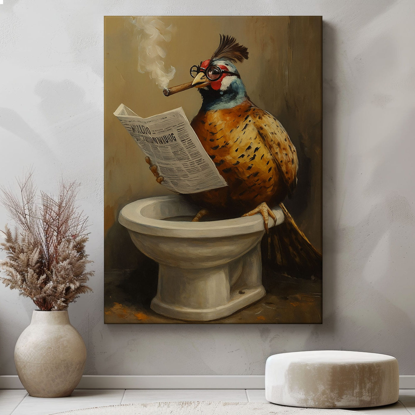 Blisscorners Cigar Bird Bathroom Canvas Toilet Wall Art9 LM2611