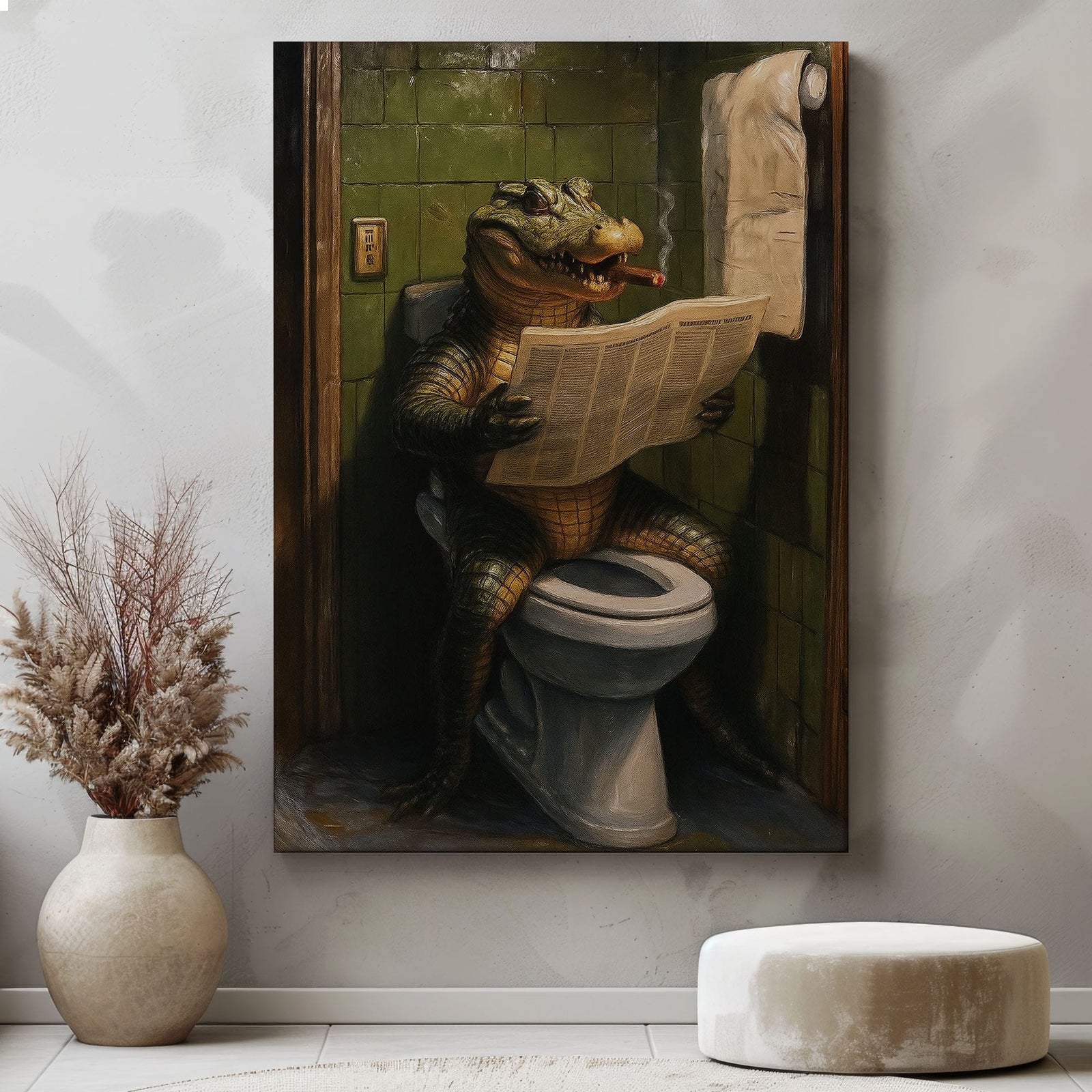 Blisscorners Funny Alligator Toilet Wall Art LM2611