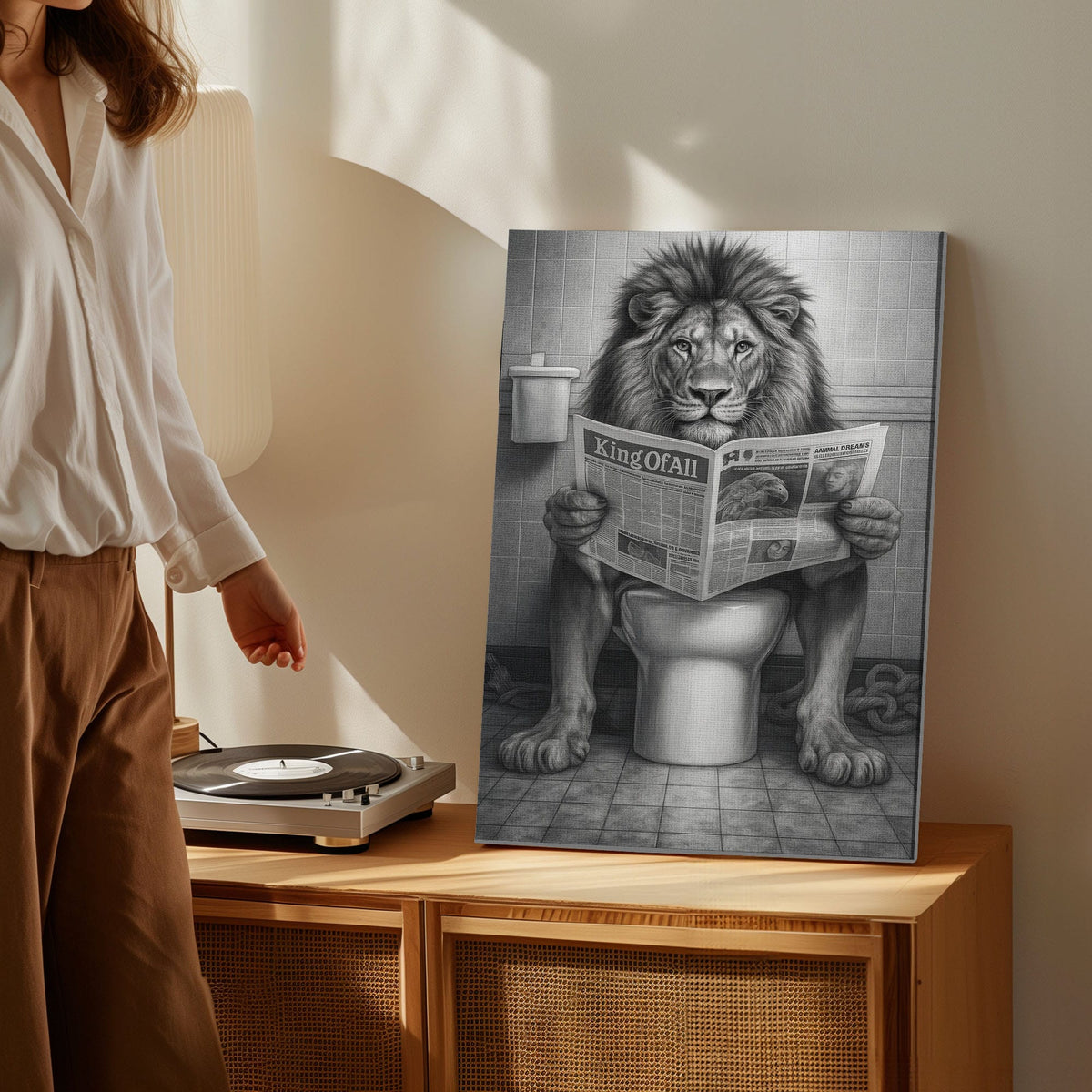 Blisscorners Funny Lion Toilet Canvas Bathroom Wall Art8 LM2611