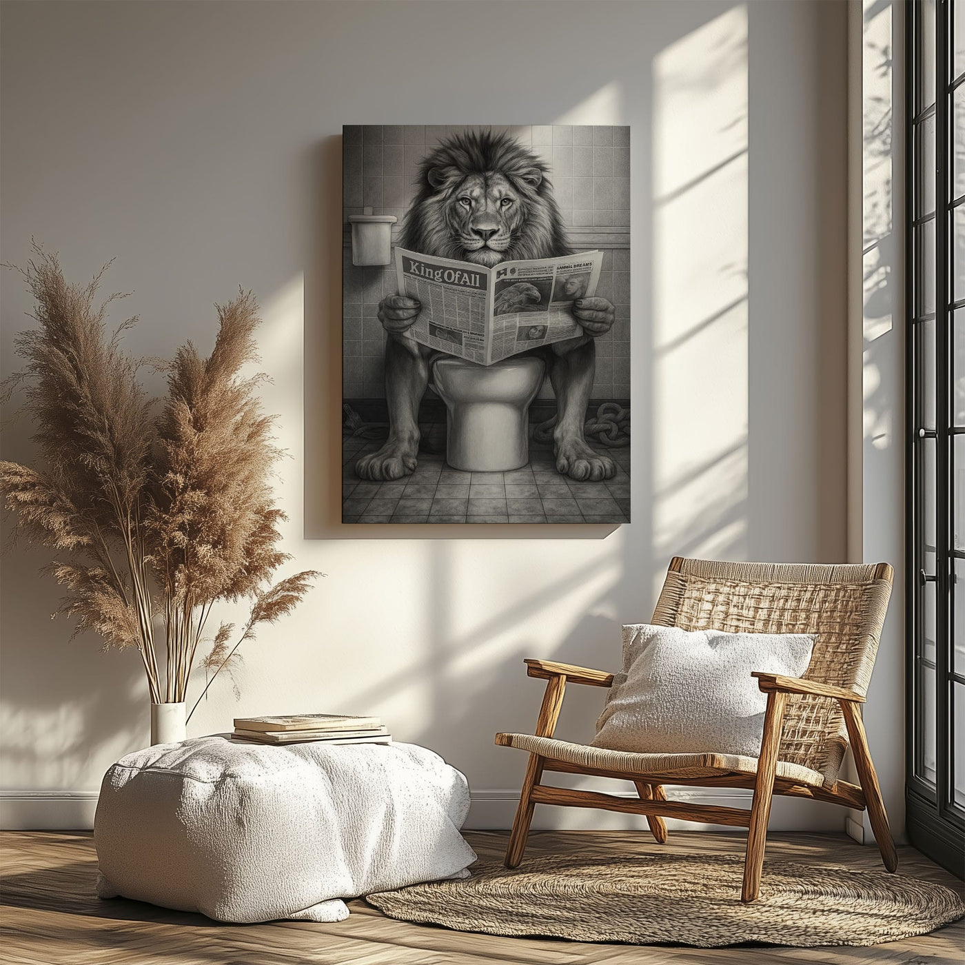 Blisscorners Funny Lion Toilet Canvas Bathroom Wall Art8 LM2611