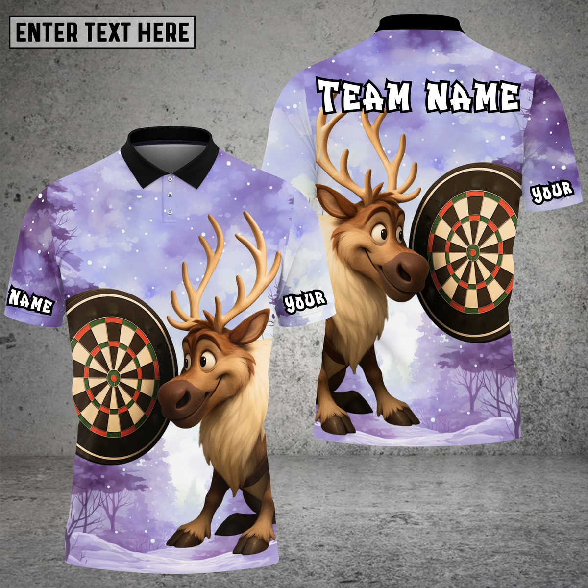 Blisscorners Reindeer Christmas Dartboard  Winter Multioptions Personalized Name, Team Name Unisex 3D Shirt (4 Colors)