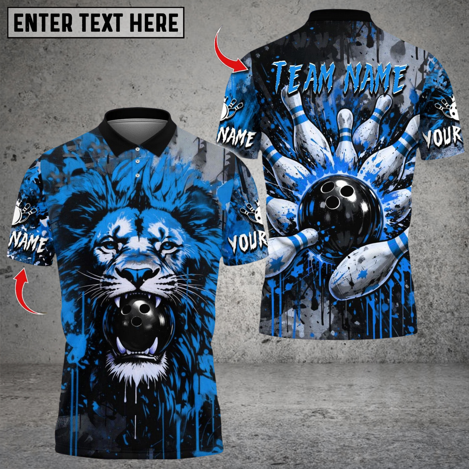 Blisscorners Lion Bowling Designn Multicolor Customized Name, Team Name 3D Shirts