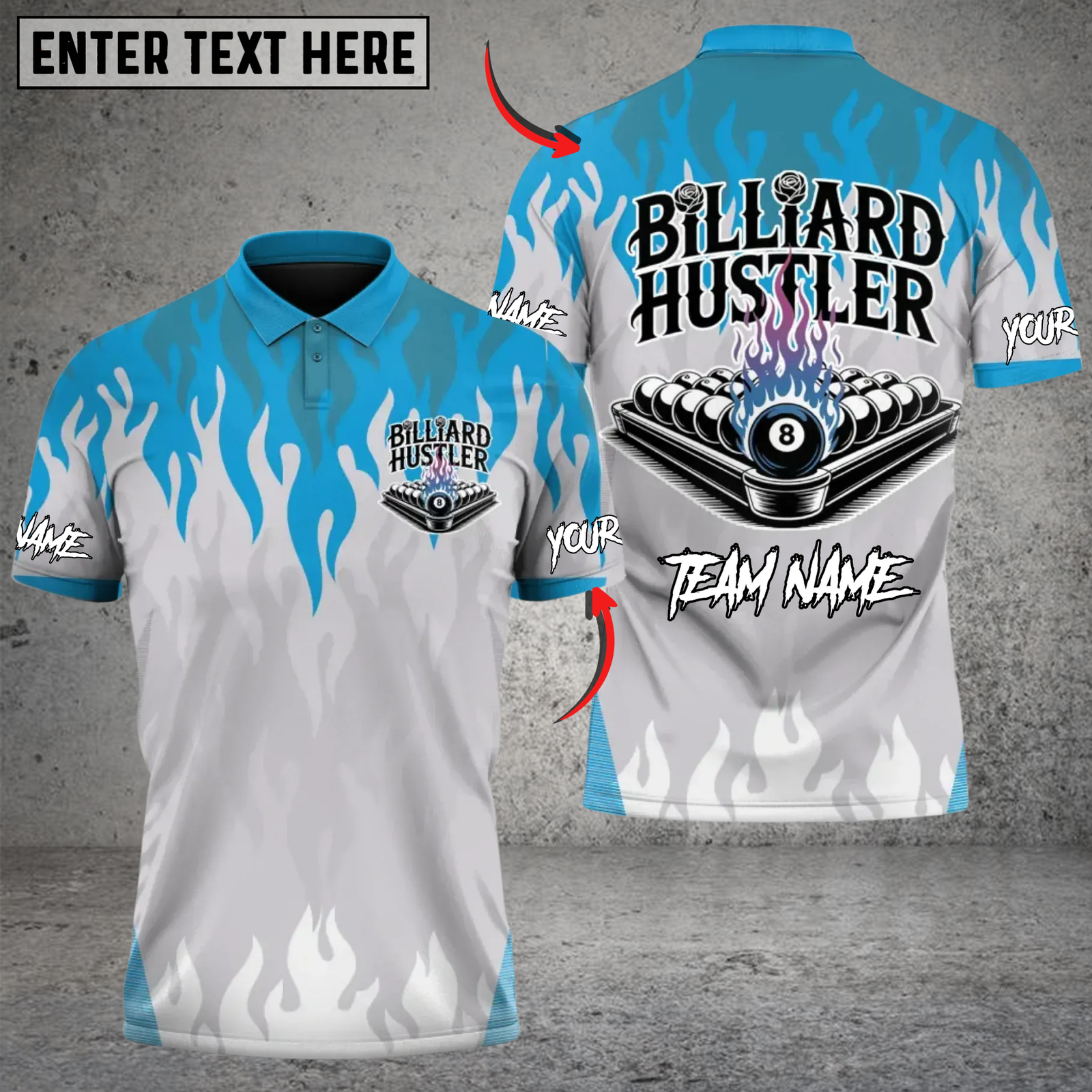 Blisscorners Billiard Heat 8 Ball Multicolor Customized Name, Team Name 3D Shirt