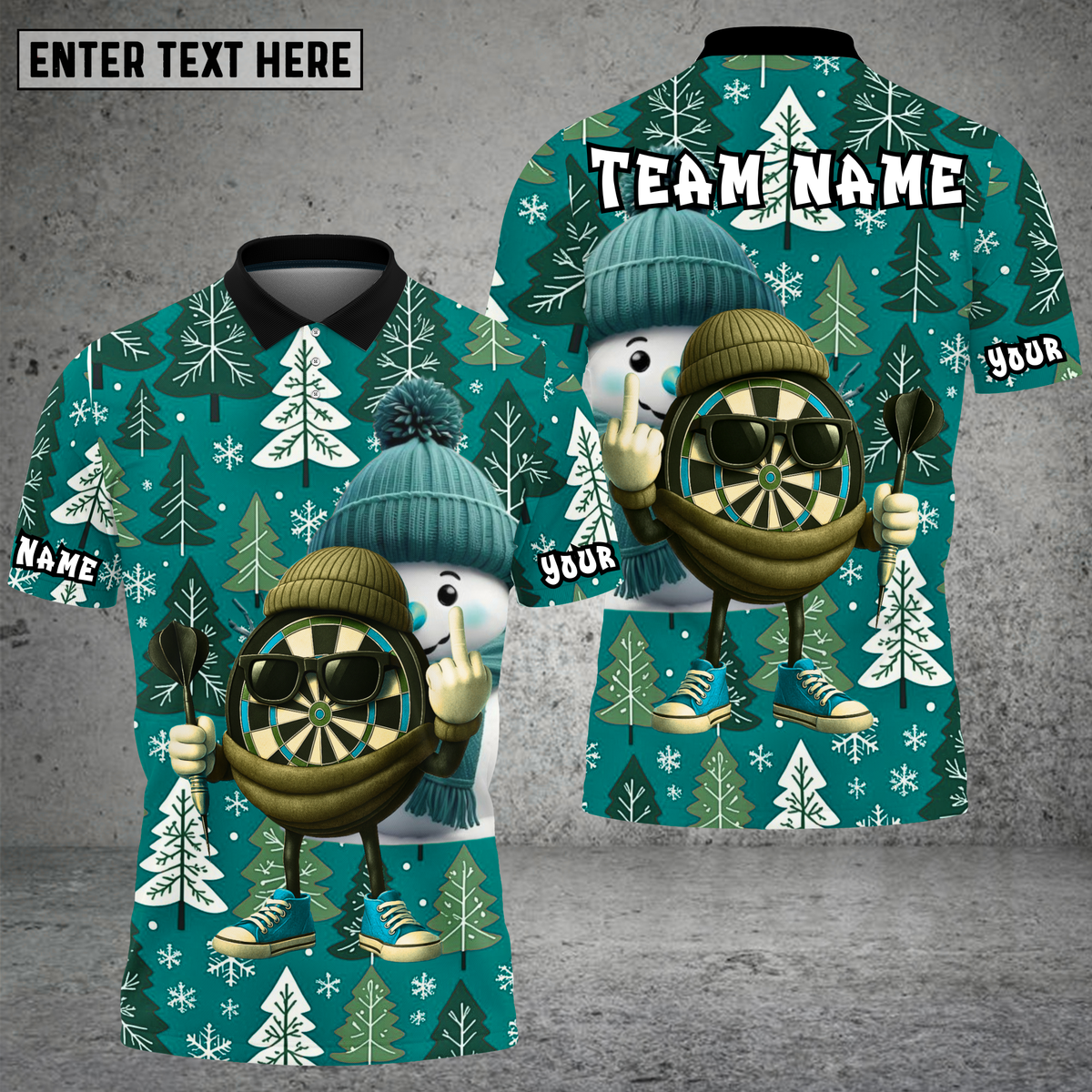 Blisscorners Christmas Tree Snowman Dartboard Festive Multioptions Personalized Name, Team Name Unisex 3D Shirt (4 Colors)