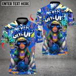 BlisscornersNever Give Up Funky Monkey Graffiti Bowling Multicolor Customized Name, Team Name 3D Shirts