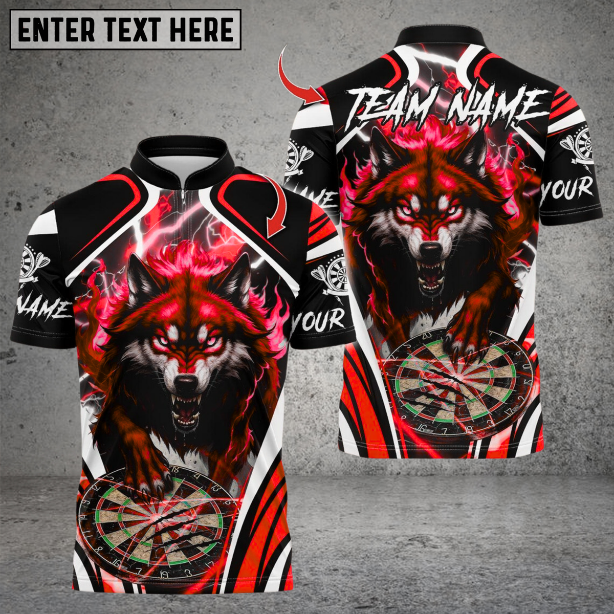 Blisscorners Darts Wolf With Dartboard Multicolor Customized Name Team Name 3D Shirts