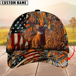 Blisscorners Deer Hunting American Flag Camouflage Pattern Multicolor Personalized Name 3D Cap