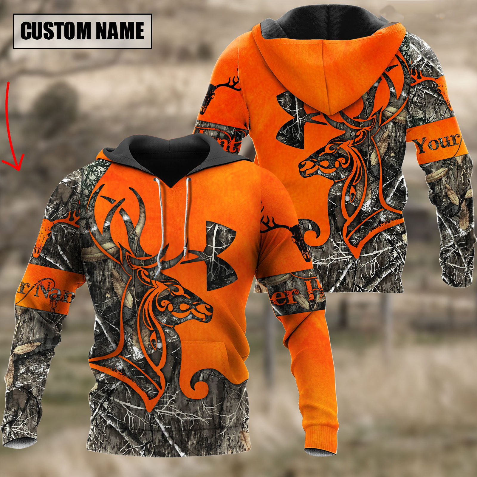 Blisscorners Custom Name Orange Deer Hunting Apparels