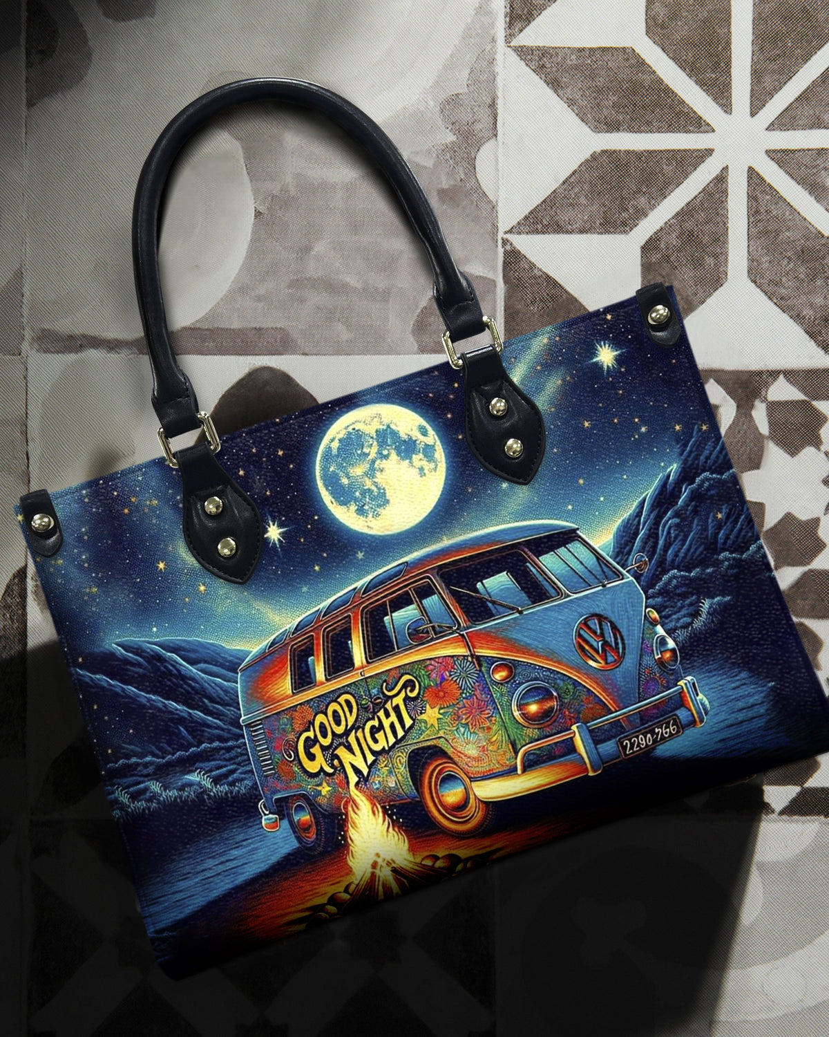 BLISSCORNERS CAMPING NIGHT LEATHER HANDBAG