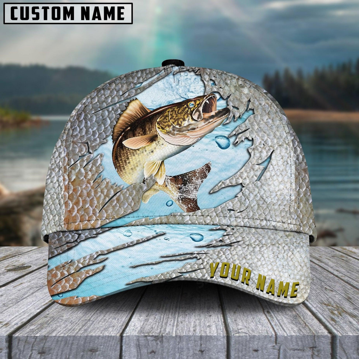 Blisscorners Walleye Fish Cool Fishing Customized Name 3D Cap