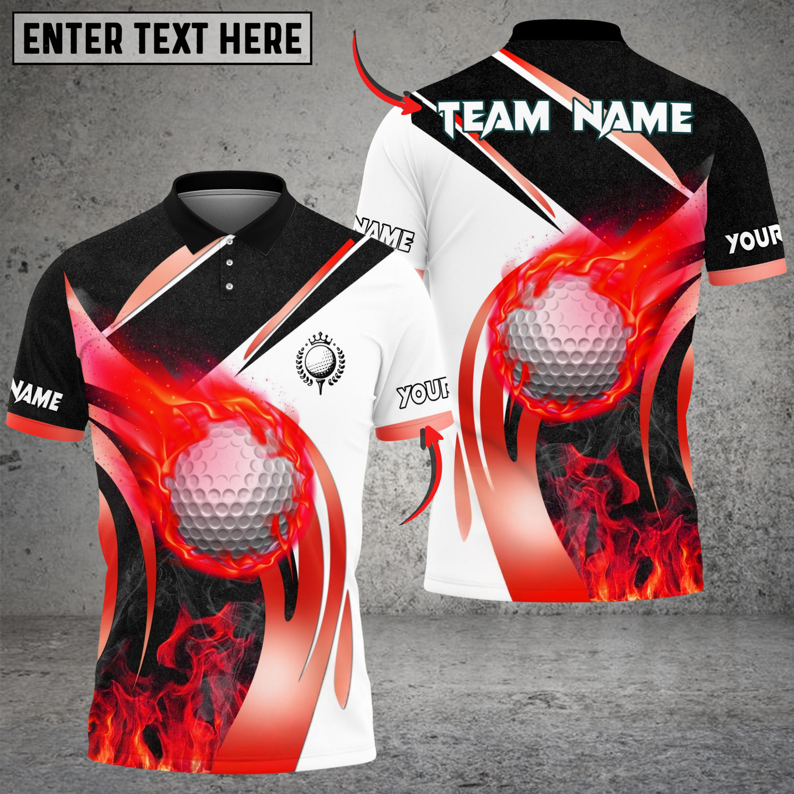 Blisscorners Fire Swing Golf Polo Shirt, Customized Name & Team Name 3D Shirts (4 Colors)