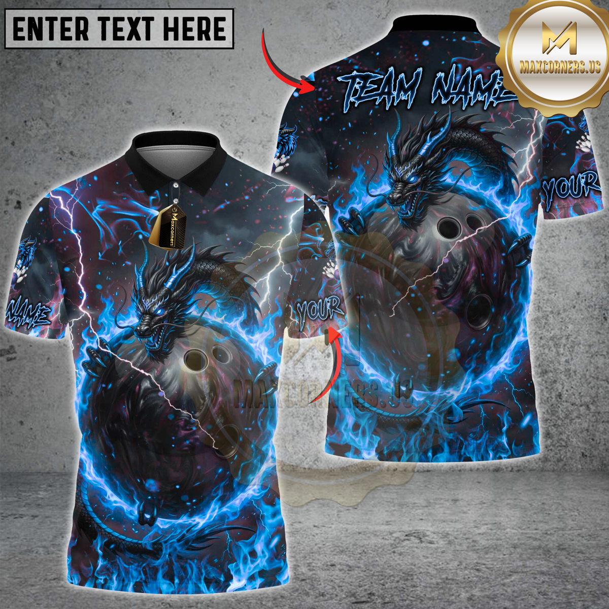 Blisscorners Bowling Fire Dragon & Bowling Ball Multicolor Customized Name, Team Name 3D Shirts