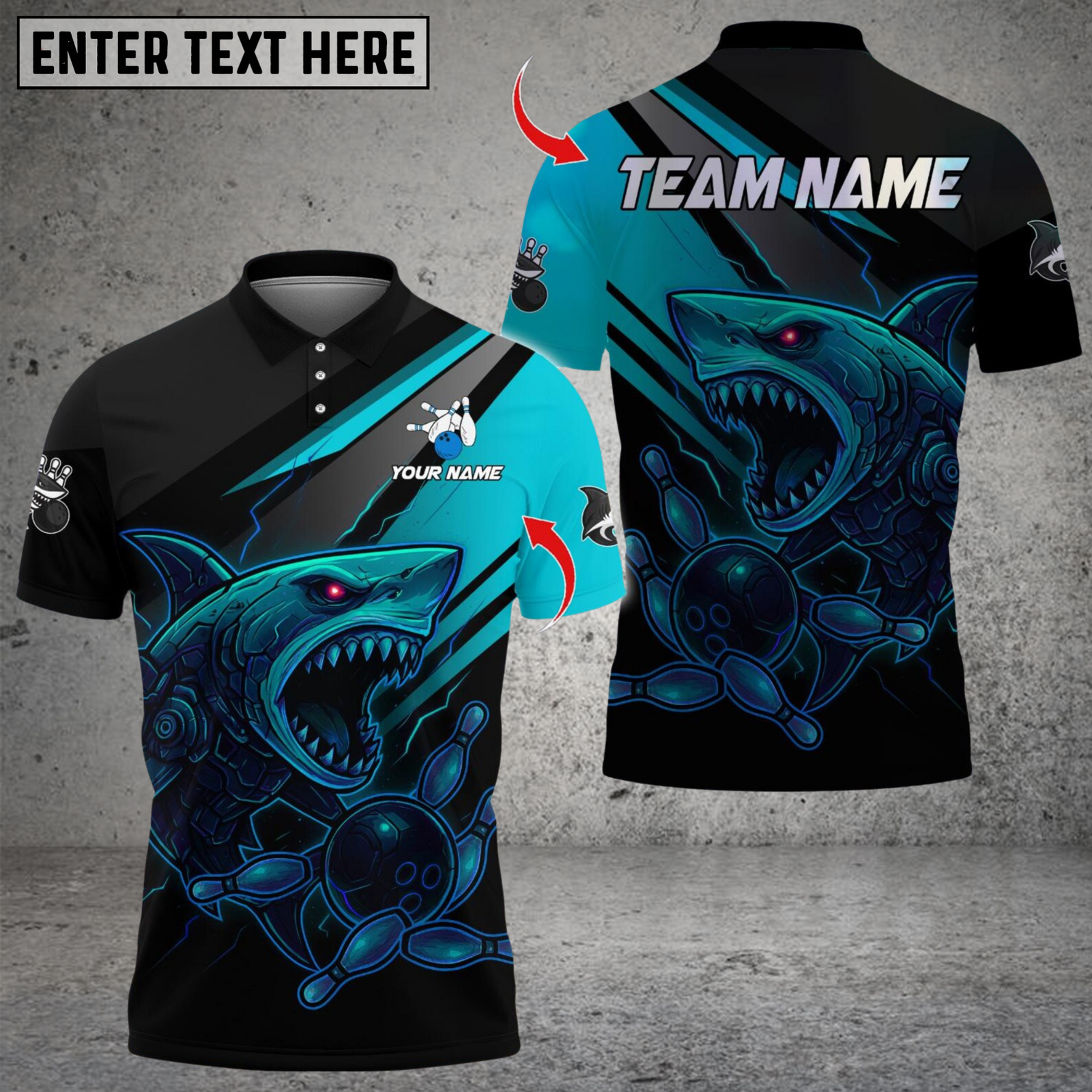 Blisscorners Bowling Shark Cyber Style Multicolor Customized Name, Team Name 3D Shirts