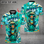BlisscornersNever Give Up Funky Monkey Graffiti Bowling Multicolor Customized Name, Team Name 3D Shirts