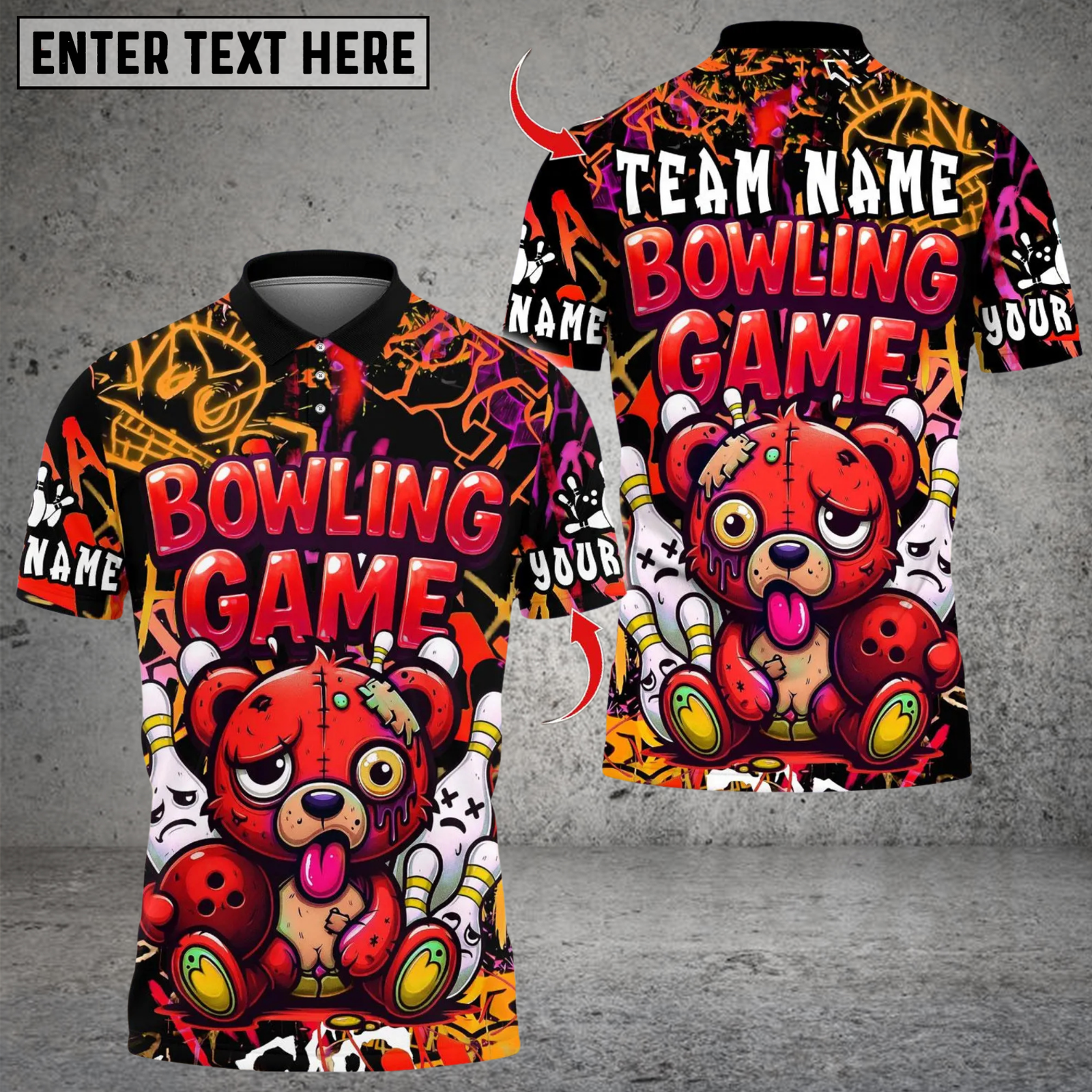 Blisscorners Halloween Bear Bowling Game Multicolor Customized Name, Team Name 3D Shirts