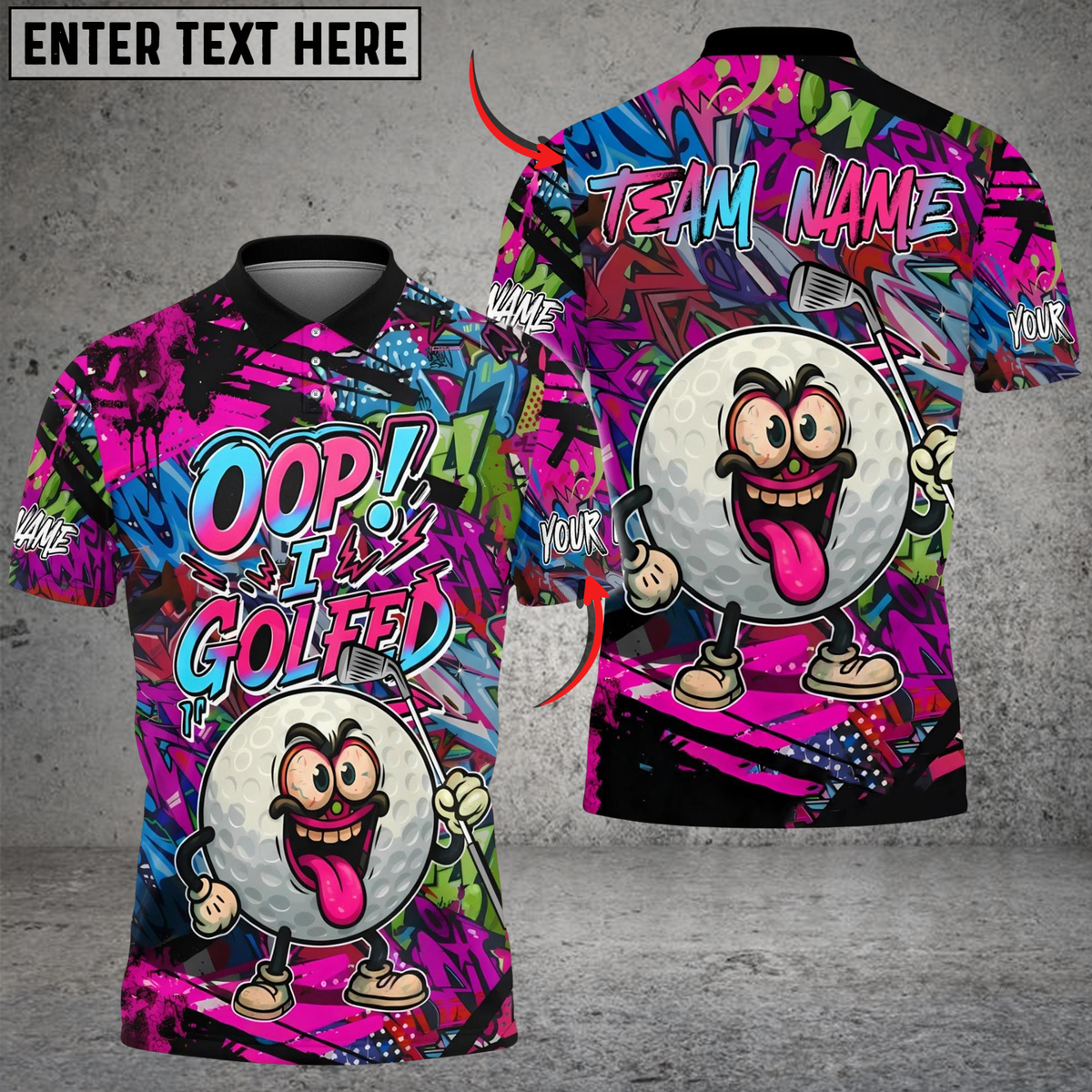 Blisscorners Oop! I Golfed It Golf Polo Shirt Custom Name &amp; Team Name 3D Shirts