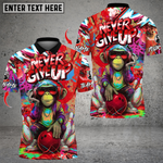 BlisscornersNever Give Up Funky Monkey Graffiti Bowling Multicolor Customized Name, Team Name 3D Shirts