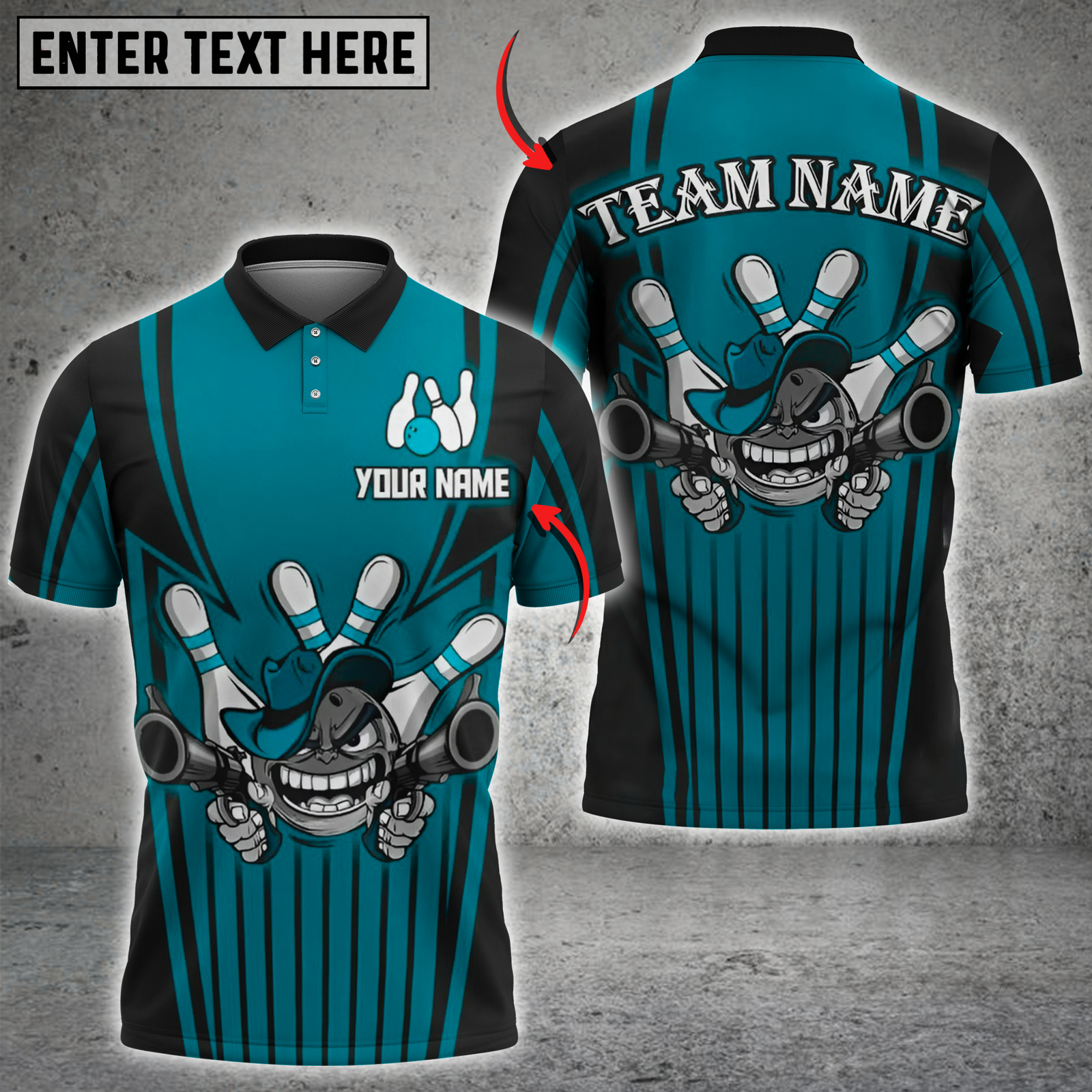 Blisscorners Bowling Gunshot Strikers Multicolor Customized Name, Team Name 3D Shirts