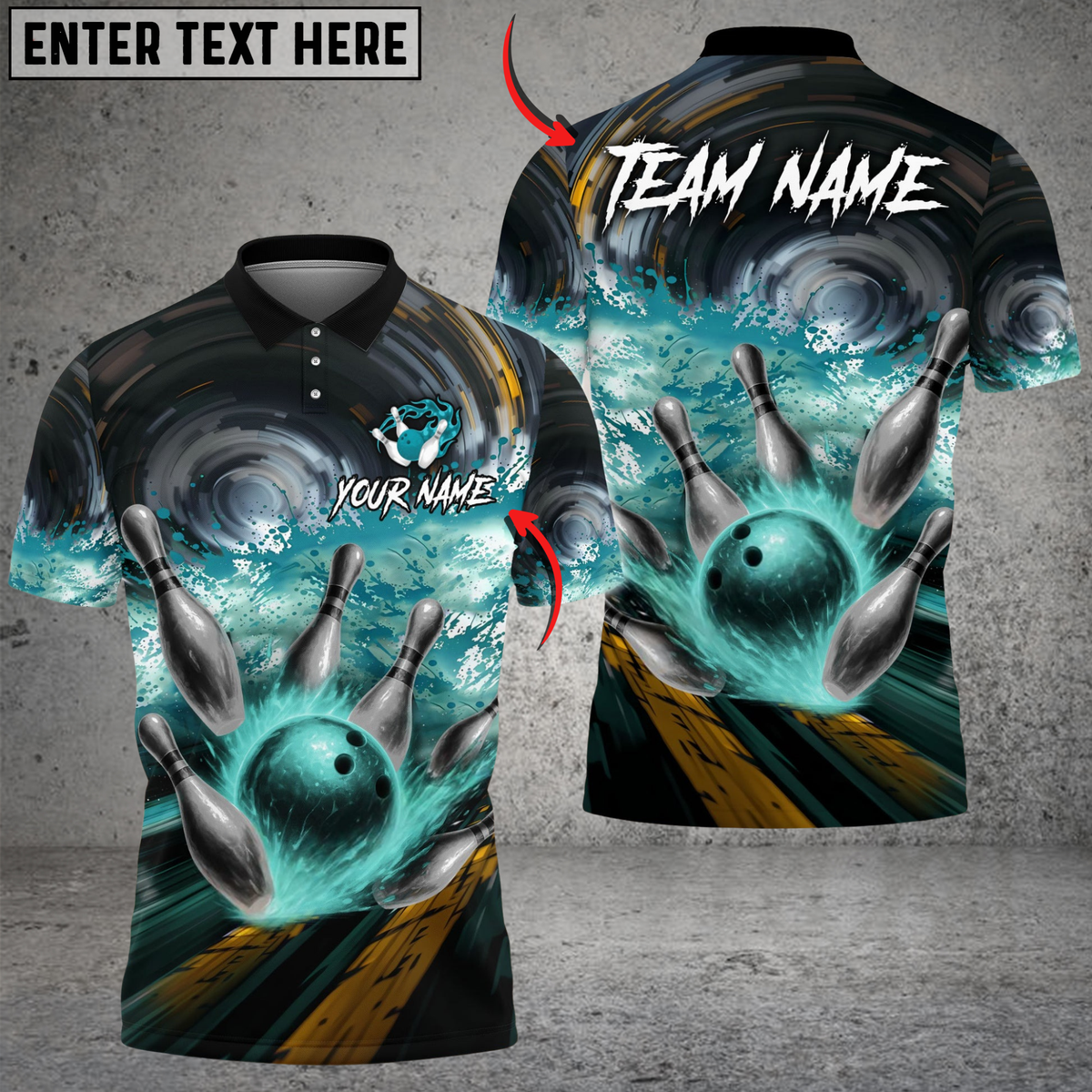 Blisscorners Bowling Drift Paint Splash Multicolor Customized Name, Team Name 3D Shirts