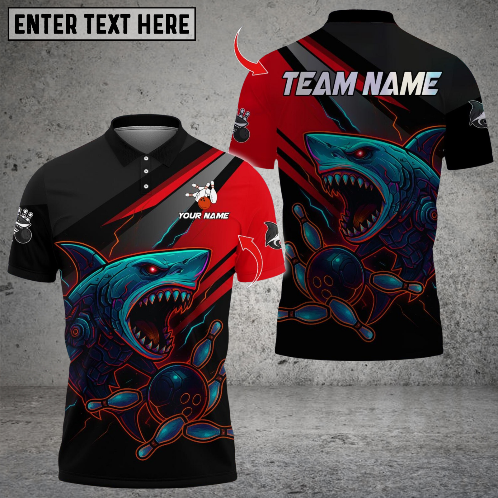 Blisscorners Bowling Shark Cyber Style Multicolor Customized Name, Team Name 3D Shirts