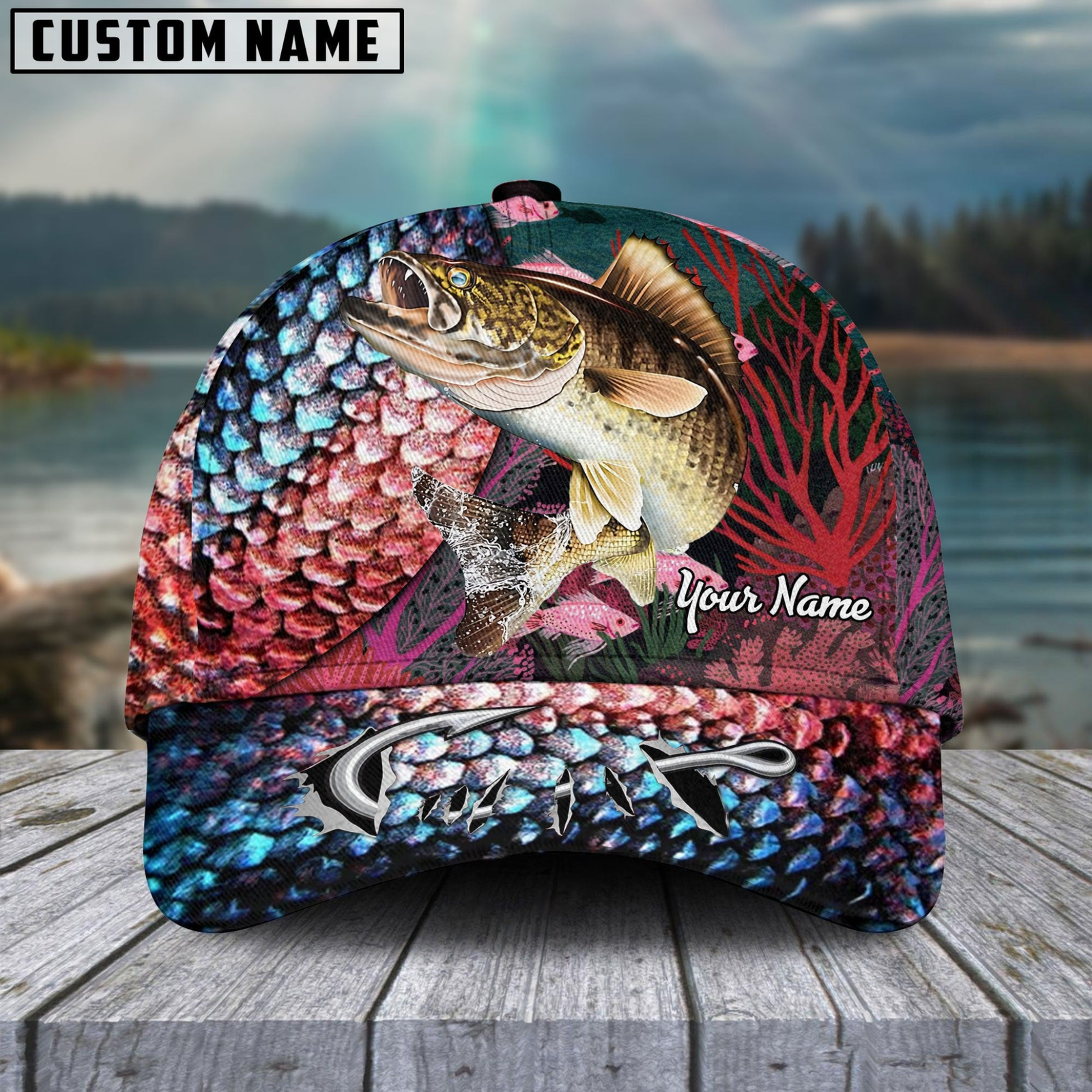 Blisscorners Walleye Fishing Colorful Customized Name 3D Cap