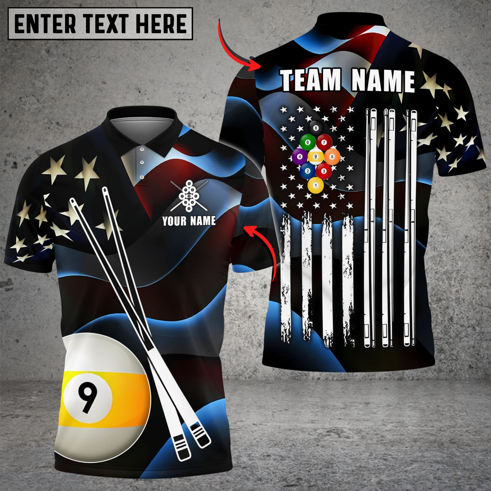 Blisscorners Billiards Ball 9 Magic Flag Rack Customized Name, Team Name 3D Shirt