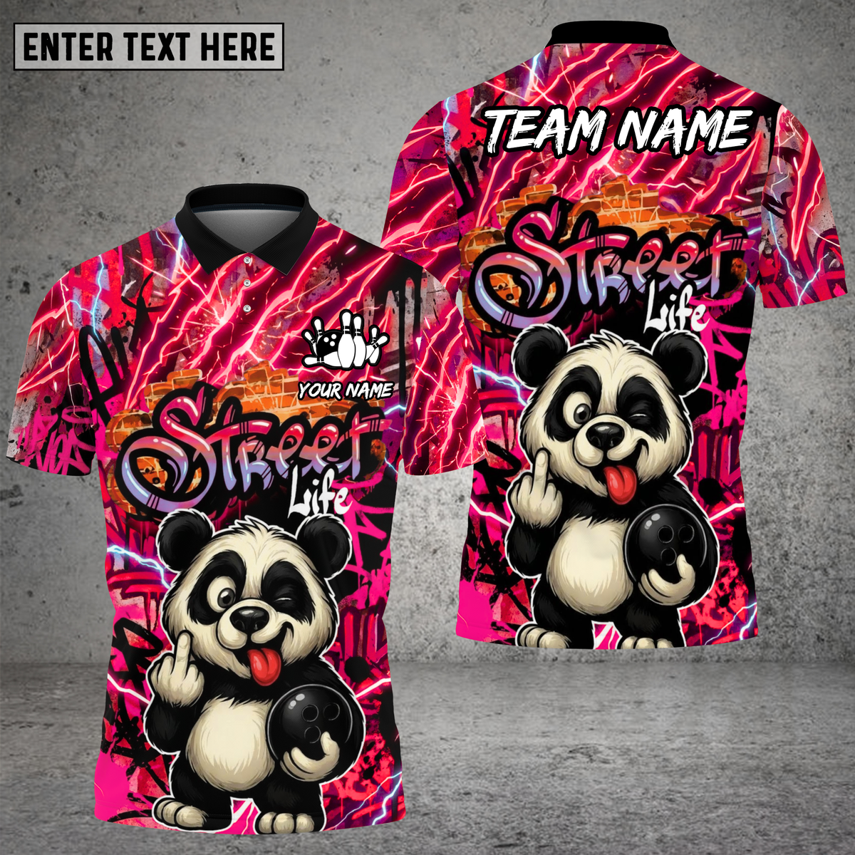 Blisscorners Street Life Panda Bowling Neon Flash Multioptions Personalized Name, Team Name Unisex 3D Shirt (4 Colors)