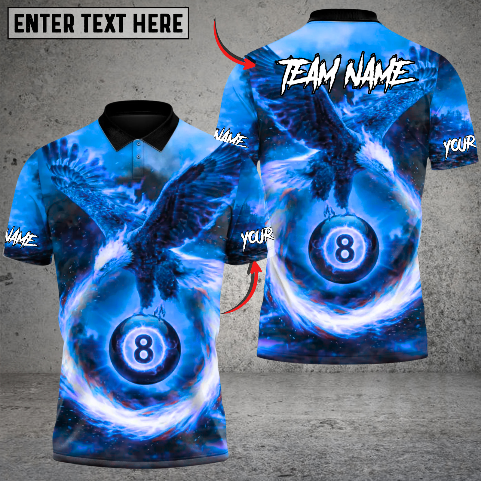 Blisscorners Rise of the Fire King 8 Ball Billiards Multicolor Customized Name, Team Name 3D Shirt