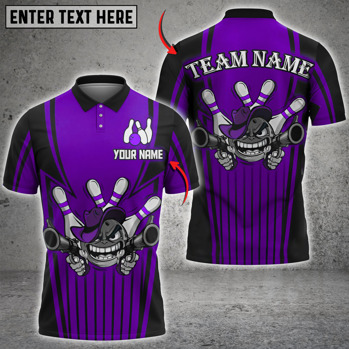 Blisscorners Bowling Gunshot Strikers Multicolor Customized Name, Team Name 3D Shirts