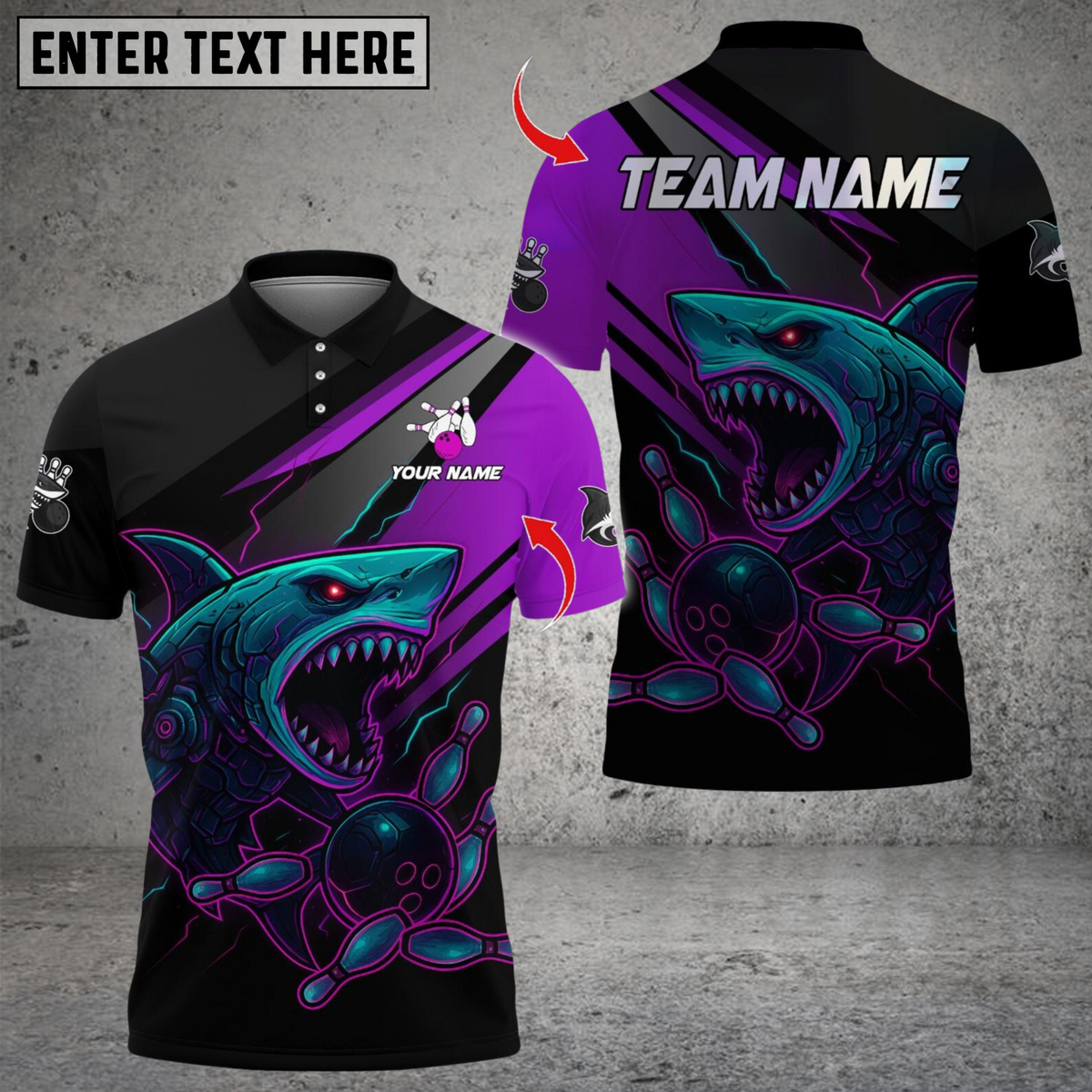 Blisscorners Bowling Shark Cyber Style Multicolor Customized Name, Team Name 3D Shirts