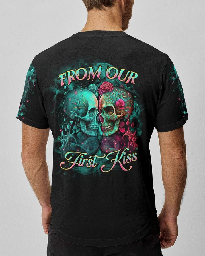 BLISSCORNERS FROM OUR FIRST KISS SKULL ART COUPLE ALL OVER PRINT