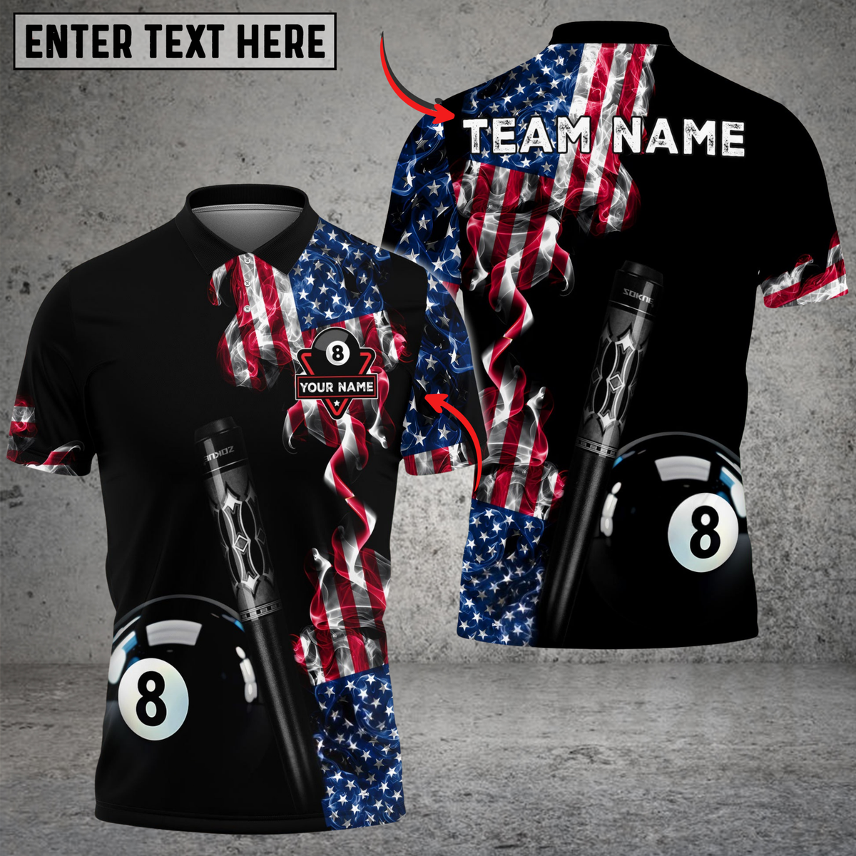 Blisscorners Billiards Ball 8 And 9 American Smoke Flag Deep Fantasy Personalized Shirt