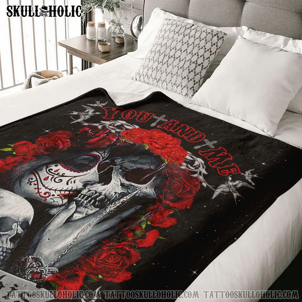 BLISSCORNERS PERSONALIZED YOU AND ME WOVEN & FLEECE BLANKET