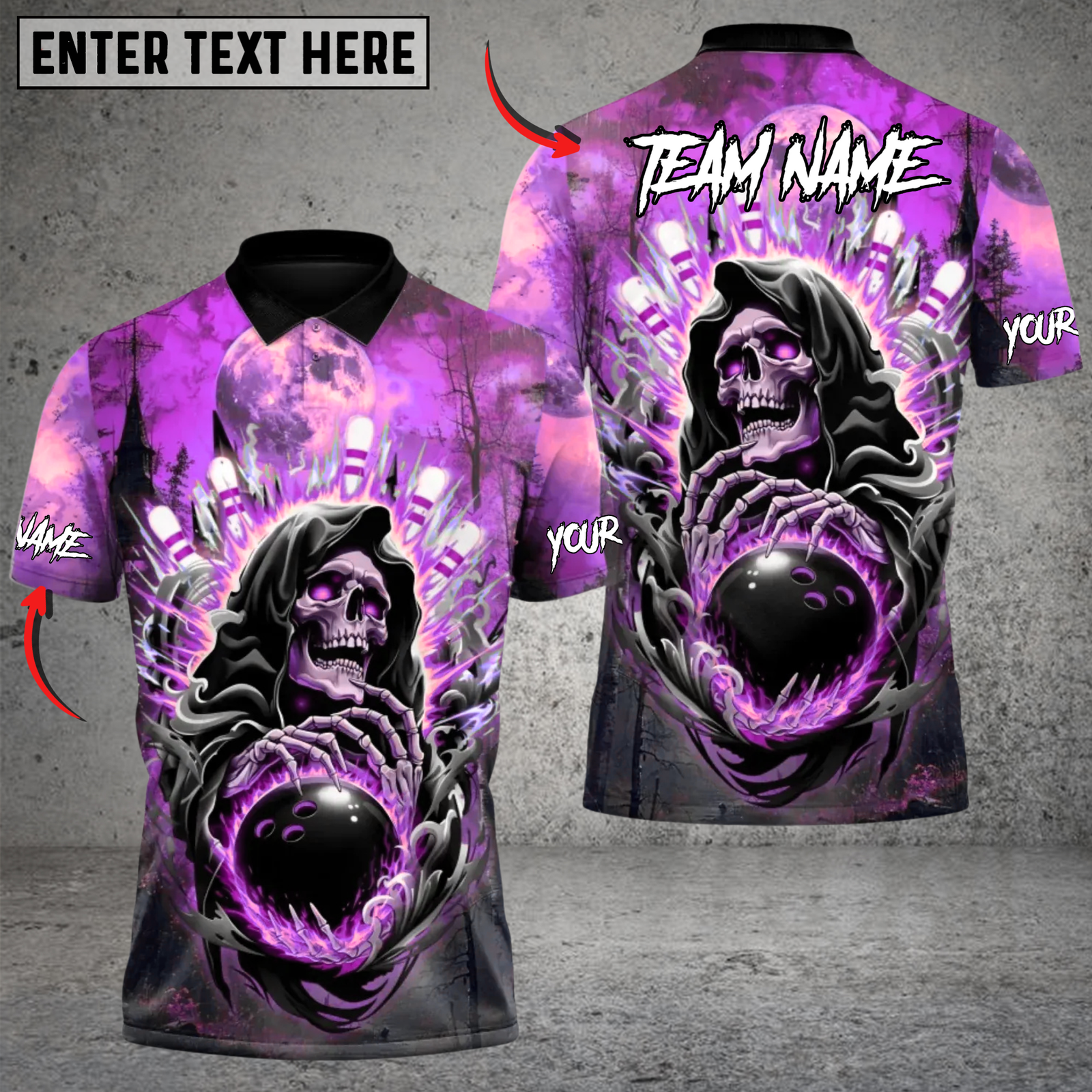 Blisscorners Bowling Reaper’s Strike Multicolor Customized Name, Team Name 3D Shirts