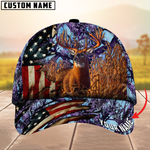Blisscorners Deer Hunting American Flag Camouflage Pattern Multicolor Personalized Name 3D Cap