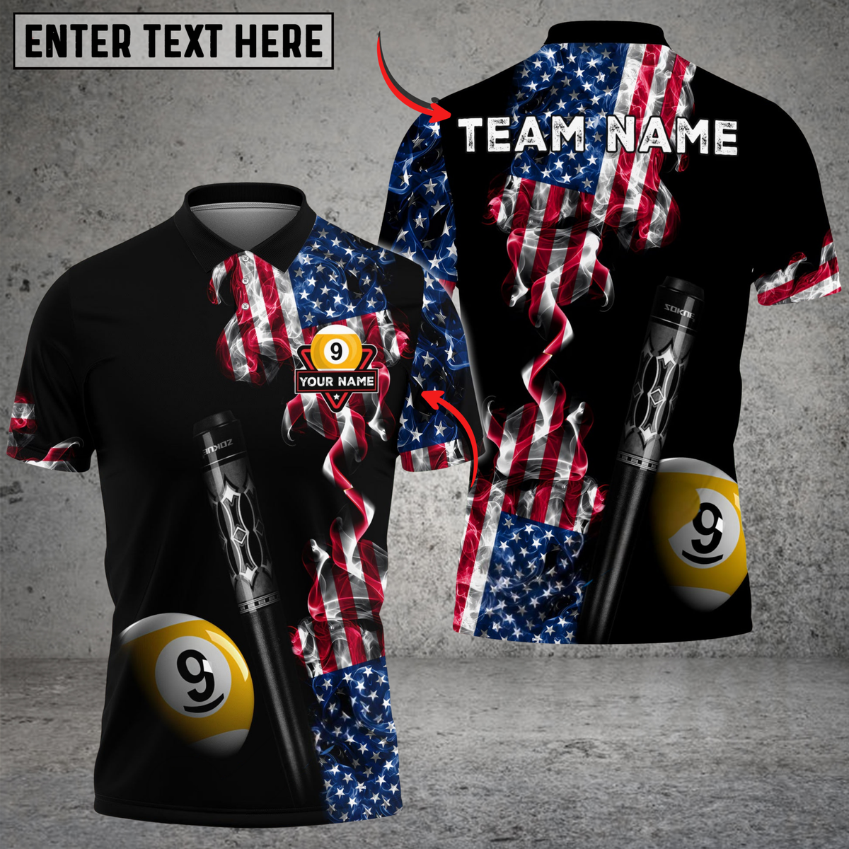 Blisscorners Billiards Ball 8 And 9 American Smoke Flag Deep Fantasy Personalized Shirt