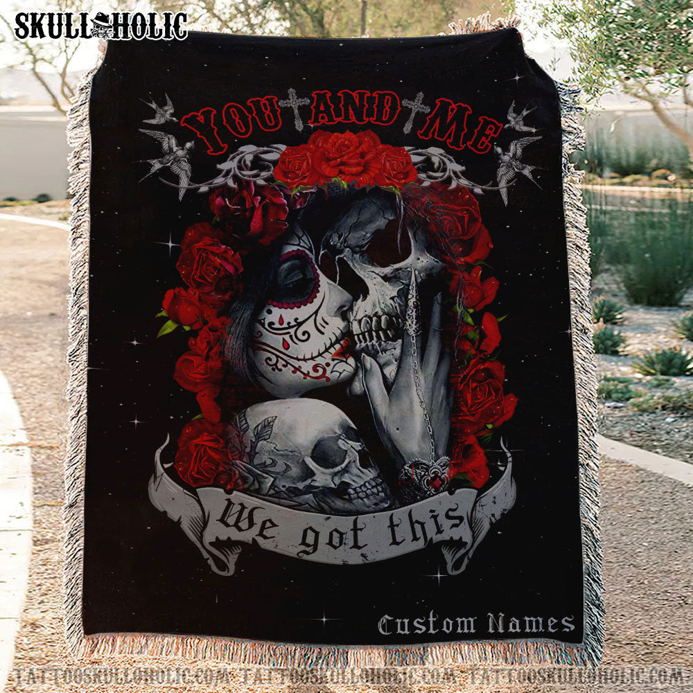 BLISSCORNERS PERSONALIZED YOU AND ME WOVEN & FLEECE BLANKET