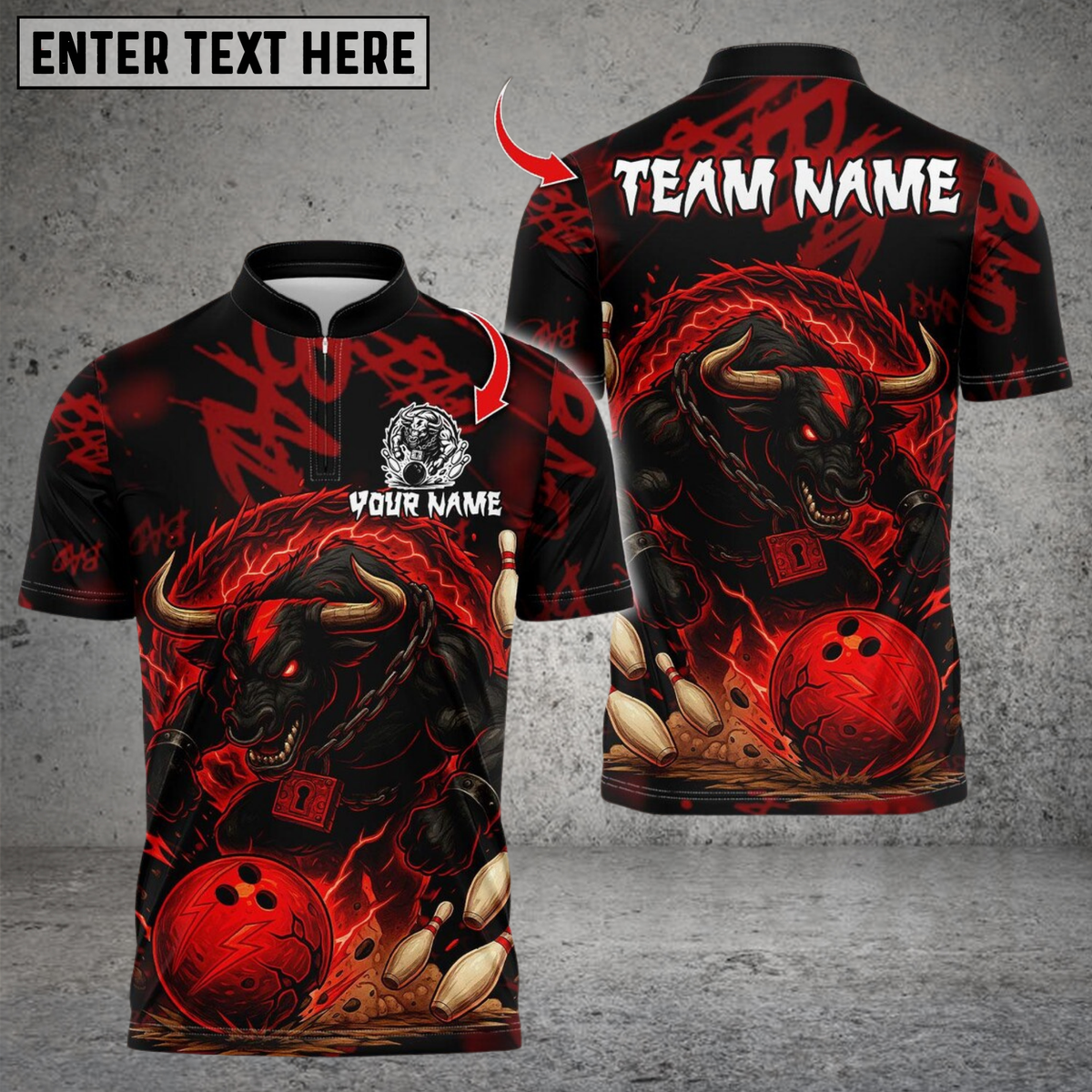 Blisscorners Bowling Fire Muscle Bull Multicolor Customized Name Team Name 3D Shirts