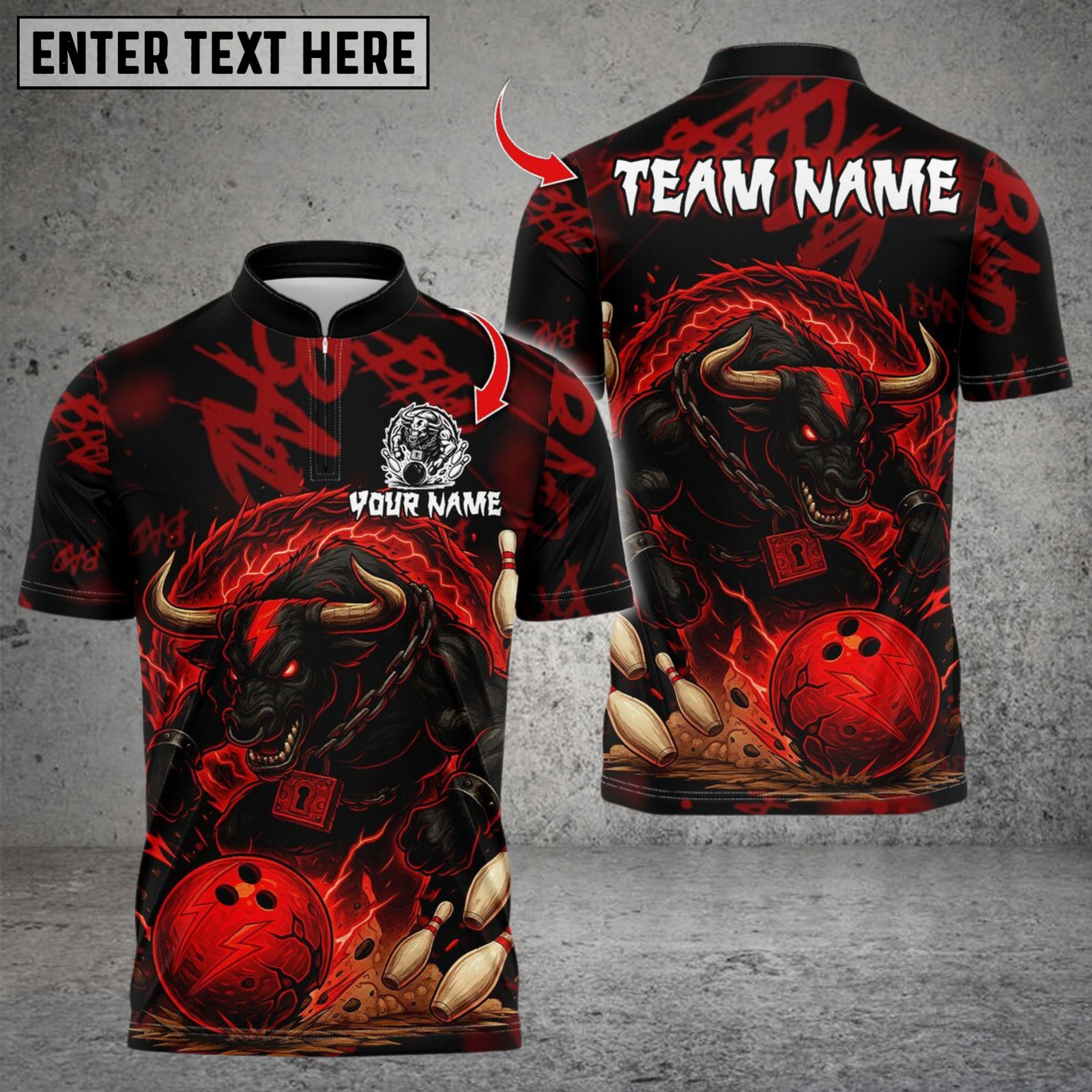 Blisscorners Bowling Fire Muscle Bull Multicolor Customized Name Team Name 3D Shirts