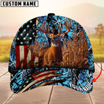 Blisscorners Deer Hunting American Flag Camouflage Pattern Multicolor Personalized Name 3D Cap