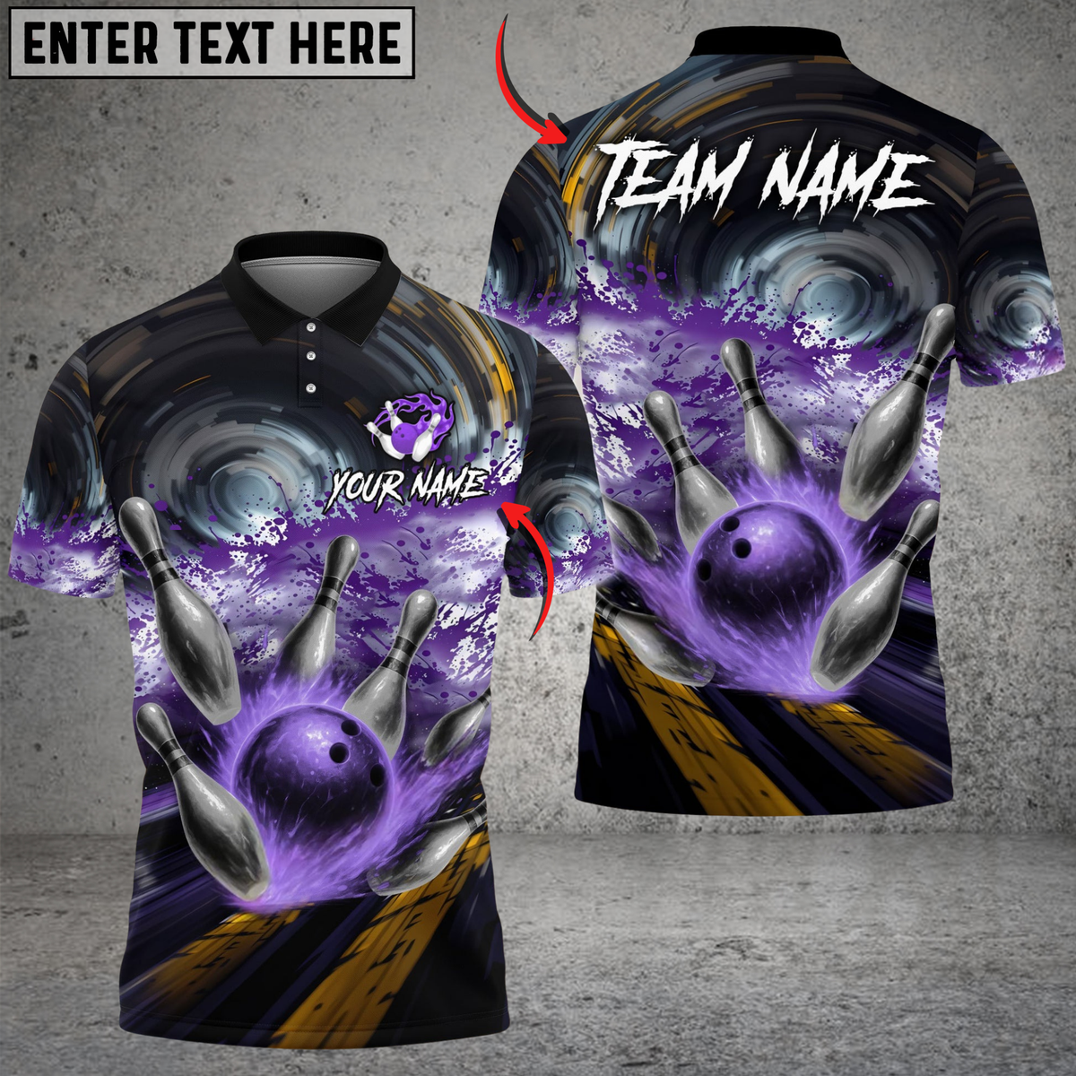 Blisscorners Bowling Drift Paint Splash Multicolor Customized Name, Team Name 3D Shirts