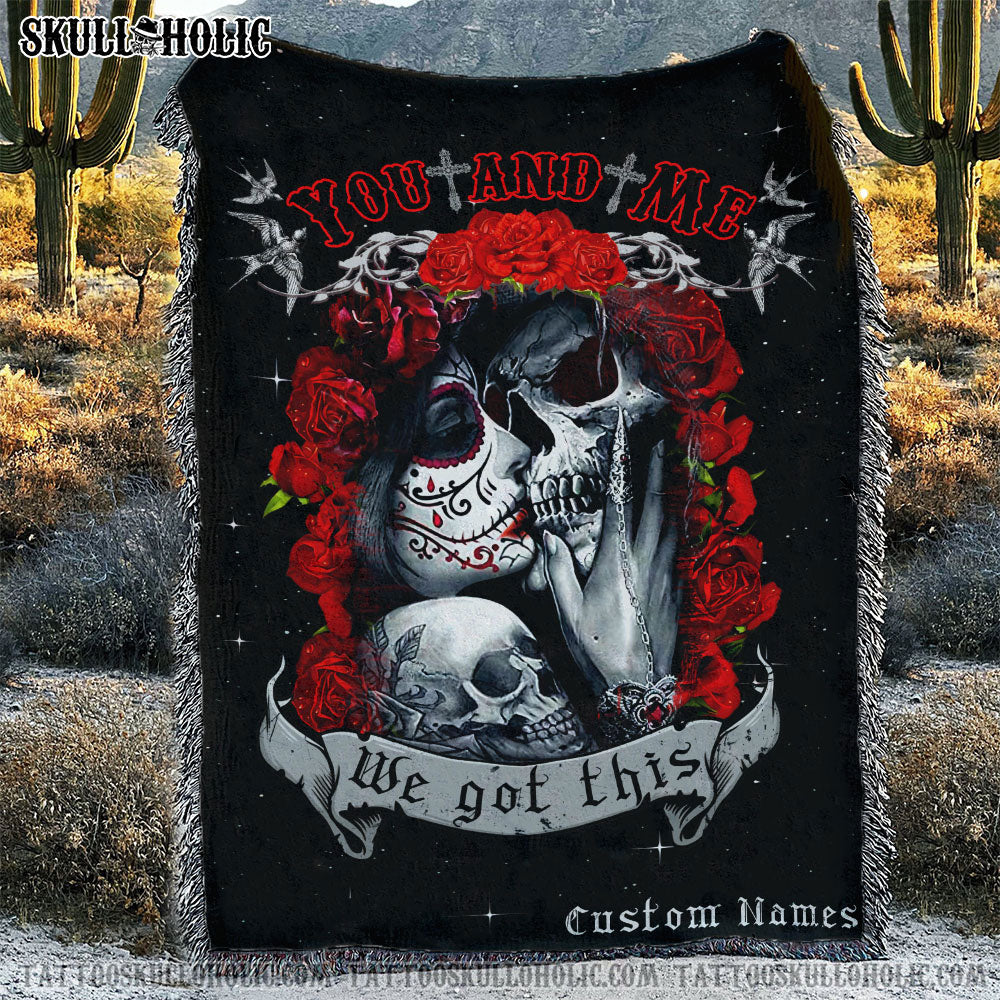 BLISSCORNERS PERSONALIZED YOU AND ME WOVEN & FLEECE BLANKET