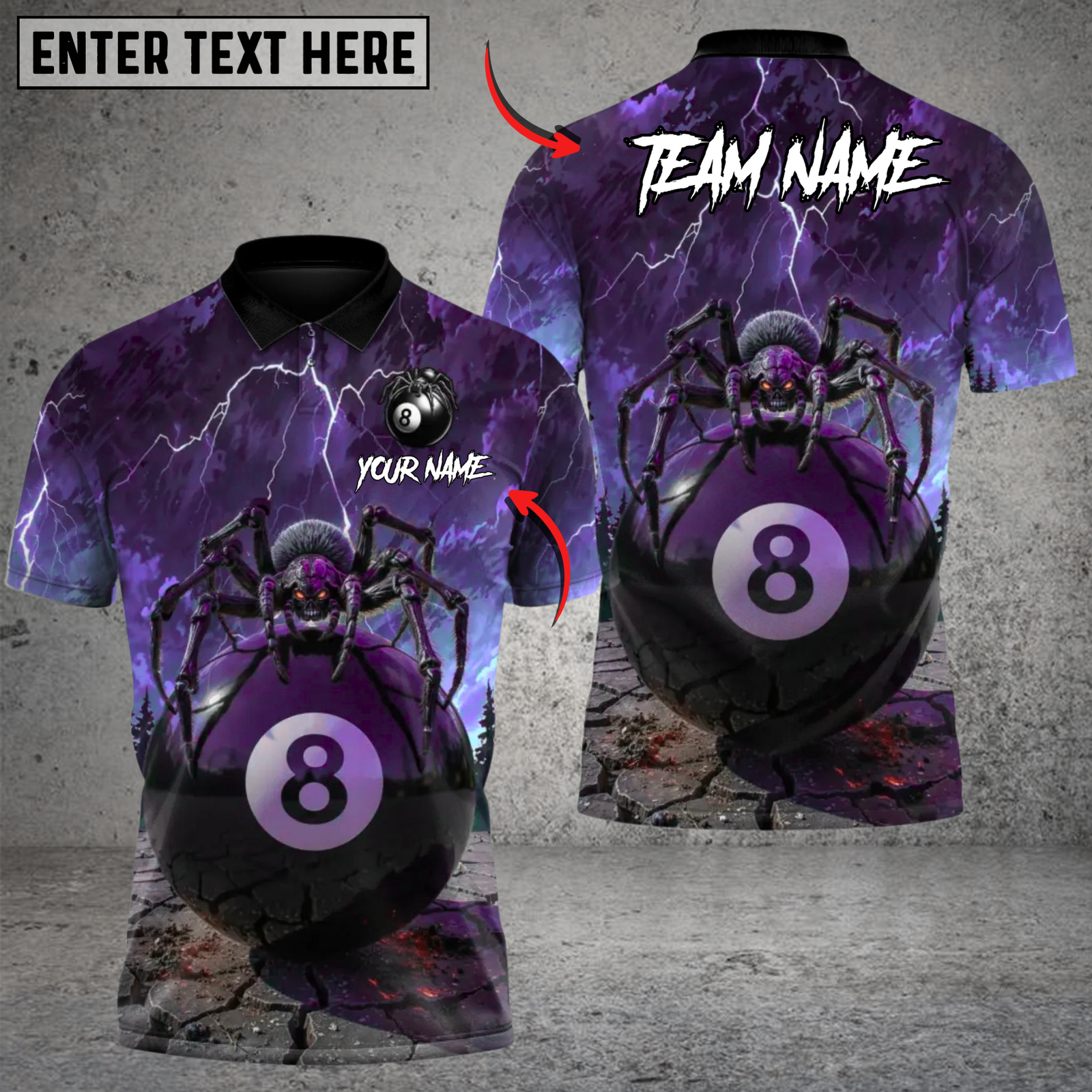 Blisscorners Widow of the 8 Ball Billiards Multicolor Customized Name, Team Name 3D Shirt