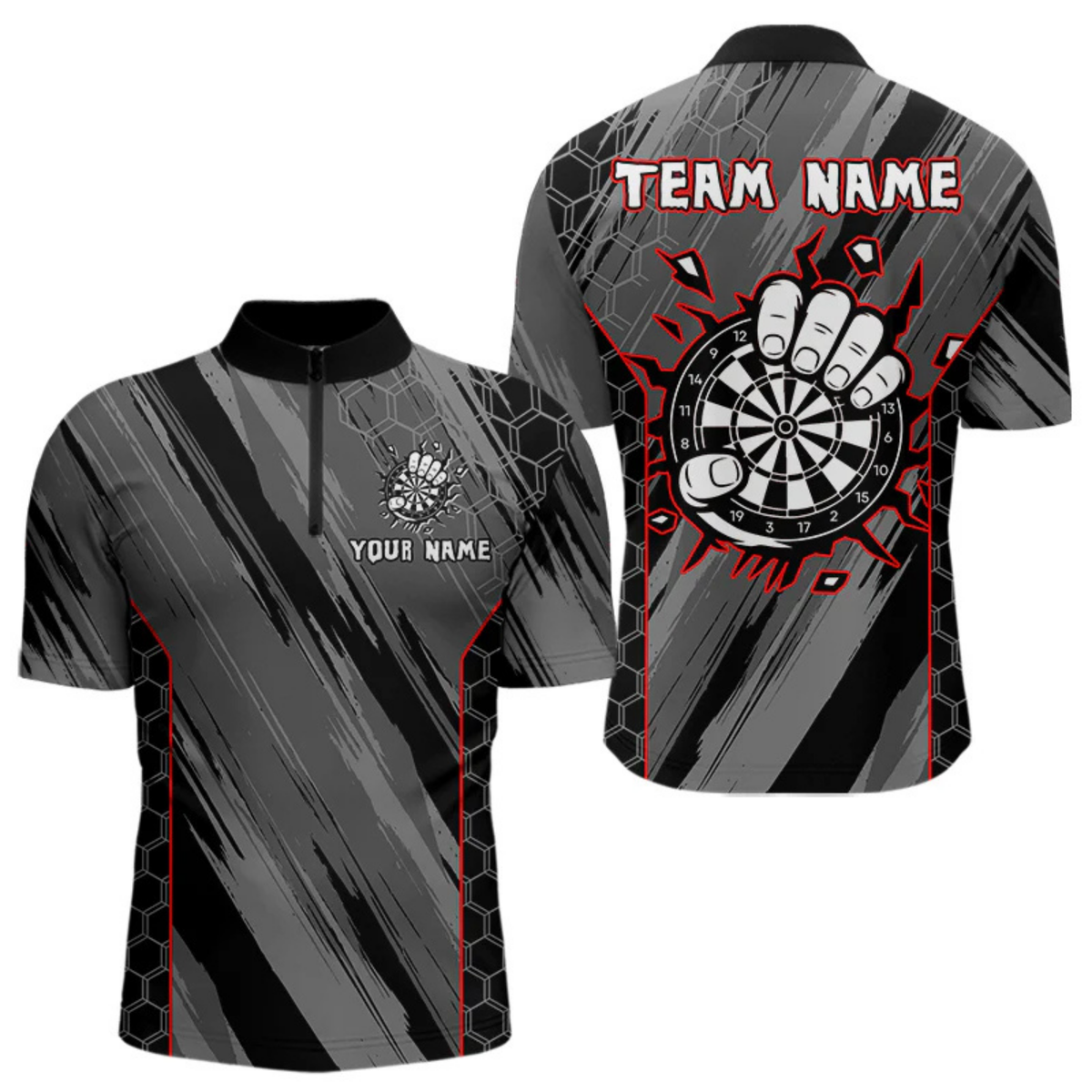 Blisscorners Men’s Custom Darts Shirt - Cracked Dartboard In Grip | Name Personalization LM2404