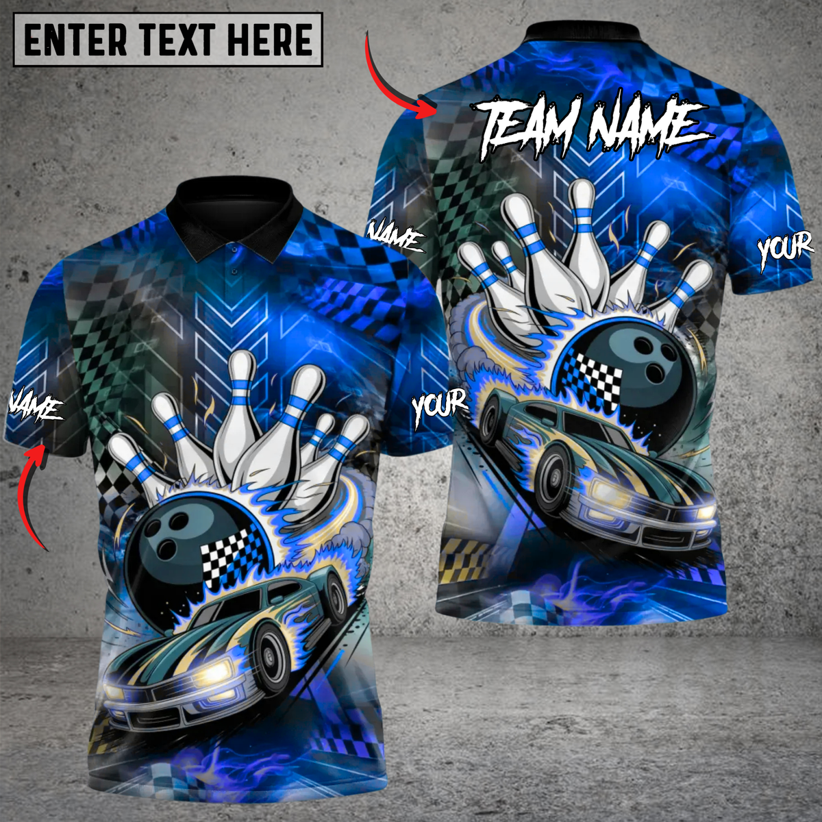 Blisscorners Full Throttle Frame Bowling Multicolor Customized Name, Team Name 3D Shirts